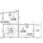 新潟市北区松浜の新築住宅の配置図