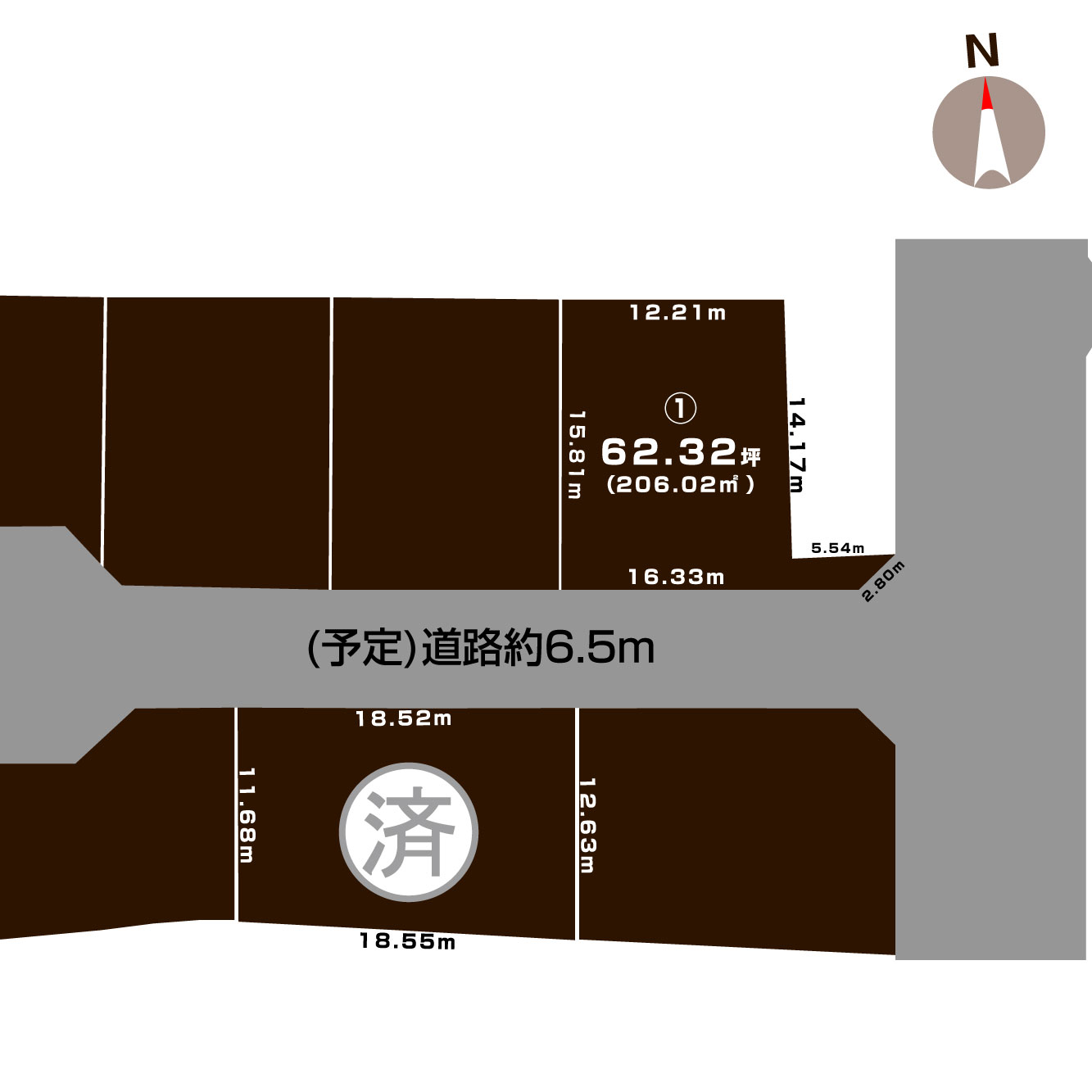 上越市東本町3丁目【全2区画】の土地の敷地図