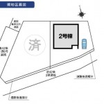 江南区砂岡の新築住宅の配置図
