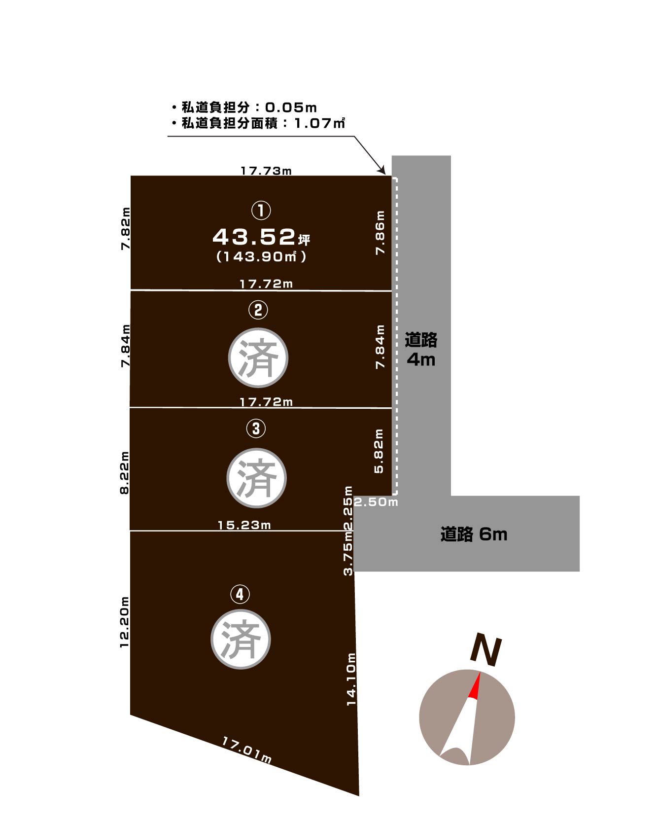 新潟市北区すみれ野の【土地《区画1》】の敷地図