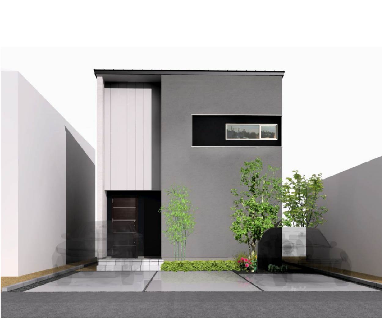 新潟市中央区鐙西の【土地】の建物プラン例の外観パース