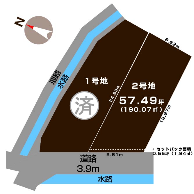 長野市若里の【土地】の敷地図