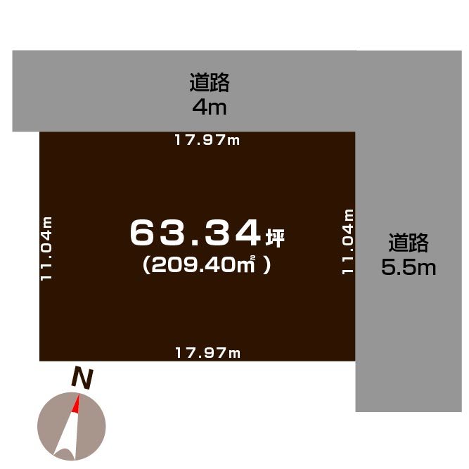 新潟市中央区上所中の【土地】の敷地図