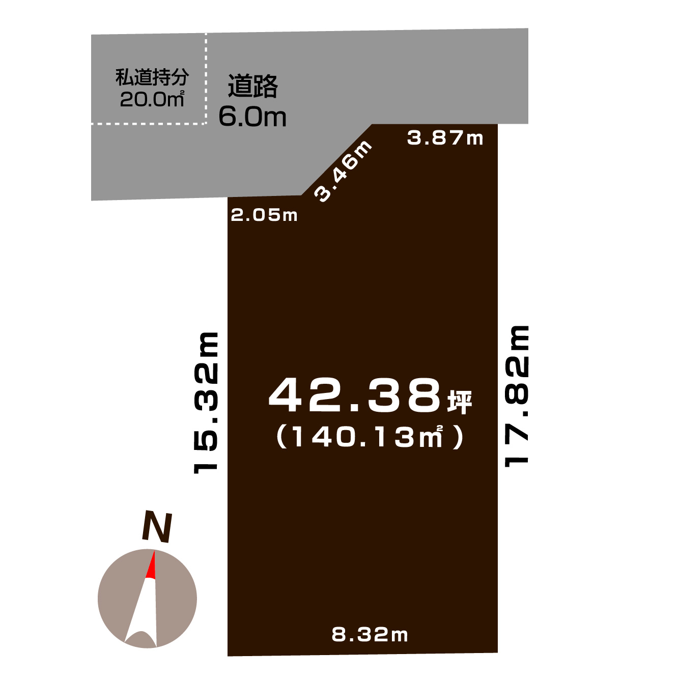 新潟市東区大形本町の【土地】の敷地図